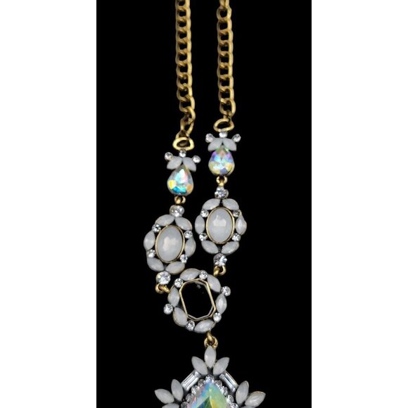 Aurora Borealis Teardrop Pendant Necklace 20" Statememt Chain Lot of Sparkle - Picture 10 of 10